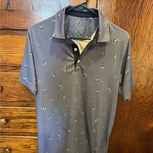 Puma Men's Charcoal Polo with Green Pattern